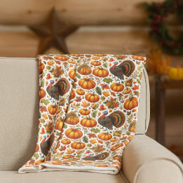 Festliche Türkei und Kürbiskugel Herbstdekor Fleecedecke
