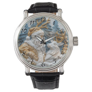 Festliche Uhr mit Santa und Rentier