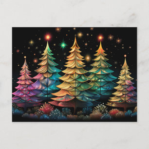 Festliche und abstrakte Weihnachtsbaumkarte Postkarte