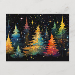 Festliche und abstrakte Weihnachtsbaumkarte Postkarte