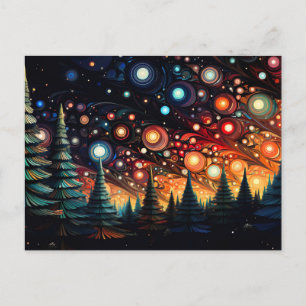 Festliche und abstrakte Weihnachtsbaumkarte Postkarte