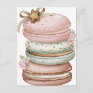 Festliche und elegante Pastell-Weihnachts-Macarons Postkarte
