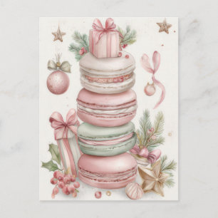 Festliche und elegante Pastell-Weihnachts-Macarons Postkarte