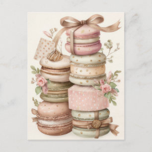 Festliche und elegante Pastell-Weihnachts-Macarons Postkarte