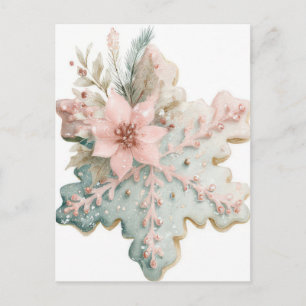 Festliche und elegante Pastell-Weihnachts-Schneefl Postkarte