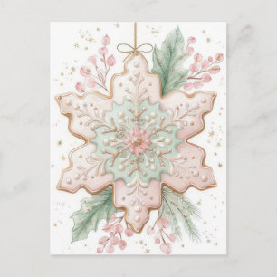 Festliche und elegante Pastell-Weihnachts-Schneefl Postkarte