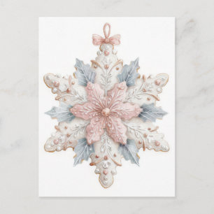 Festliche und elegante Pastell-Weihnachts-Schneefl Postkarte
