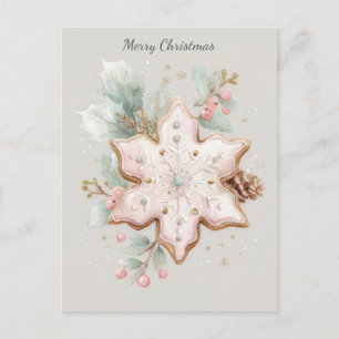 Festliche und elegante Pastell-Weihnachts-Schneefl Postkarte