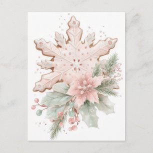 Festliche und elegante Pastell-Weihnachts-Schneefl Postkarte