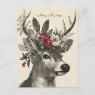 Festliche und elegante Weihnachts-Hirsch-Grußkarte Postkarte