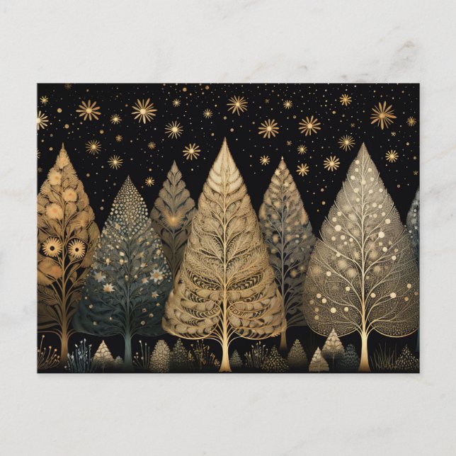 Festliche und elegante Weihnachtsbaumkarte Postkarte (Vorderseite)