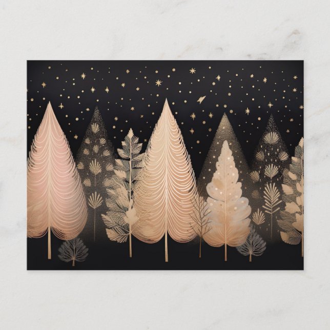 Festliche und elegante Weihnachtsbaumkarte Postkarte (Vorderseite)