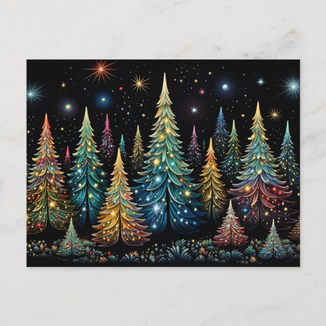 Festliche und elegante Weihnachtsbaumkarte Postkarte (Vorderseite)