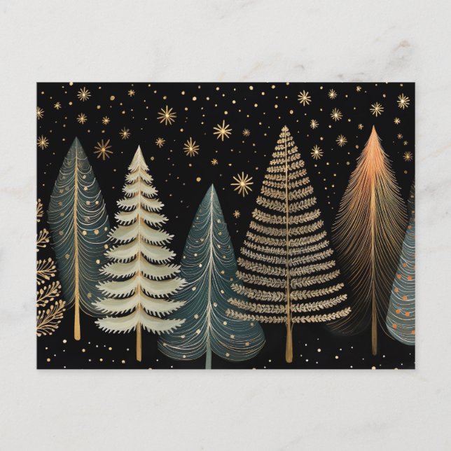 Festliche und elegante Weihnachtsbaumkarte Postkarte (Vorderseite)