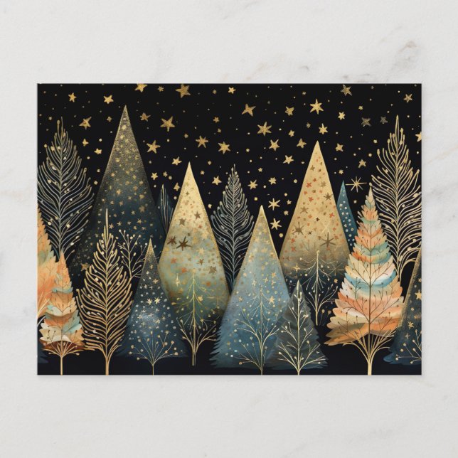 Festliche und elegante Weihnachtsbaumkarte Postkarte (Vorderseite)