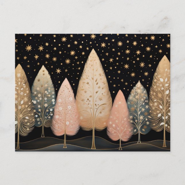 Festliche und elegante Weihnachtsbaumkarte Postkarte (Vorderseite)