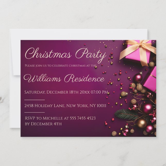 Festliche und elegante Weihnachtsfeier Party Einla Einladung (Vorderseite)