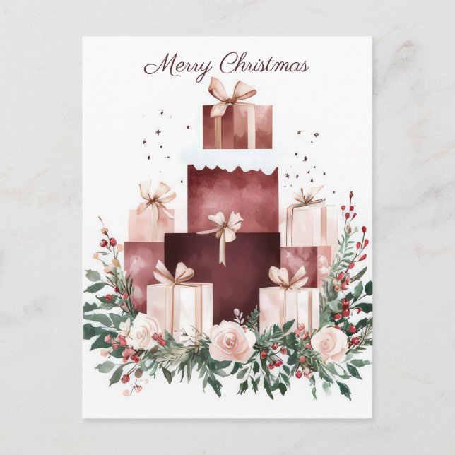 Festliche und elegante Weihnachtsgrüße Postkarte (Vorderseite)