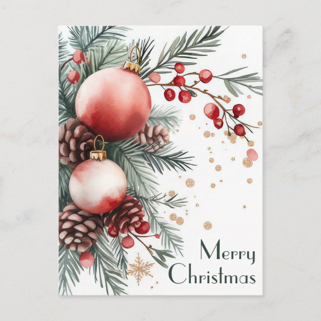 Festliche und elegante Weihnachtsgrüße Postkarte (Vorderseite)