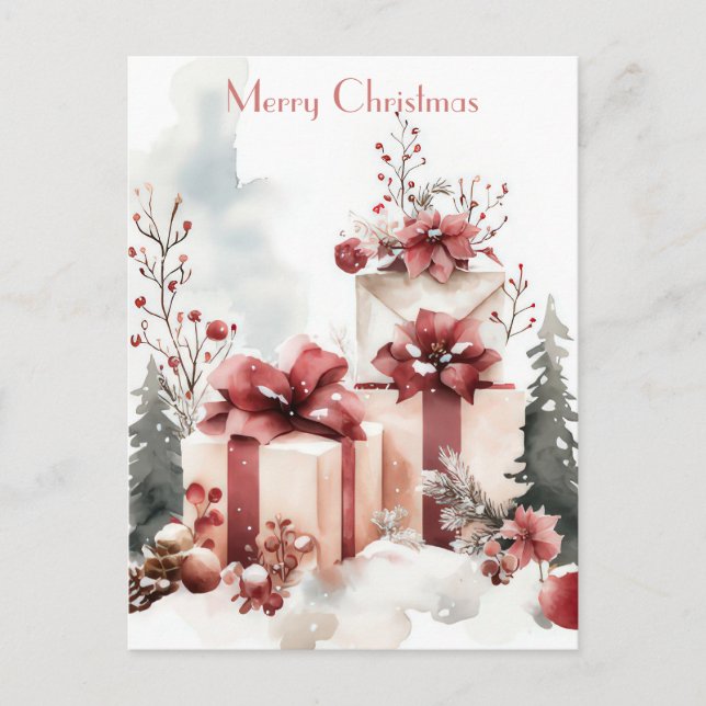 Festliche und elegante Weihnachtsgrüße Postkarte (Vorderseite)