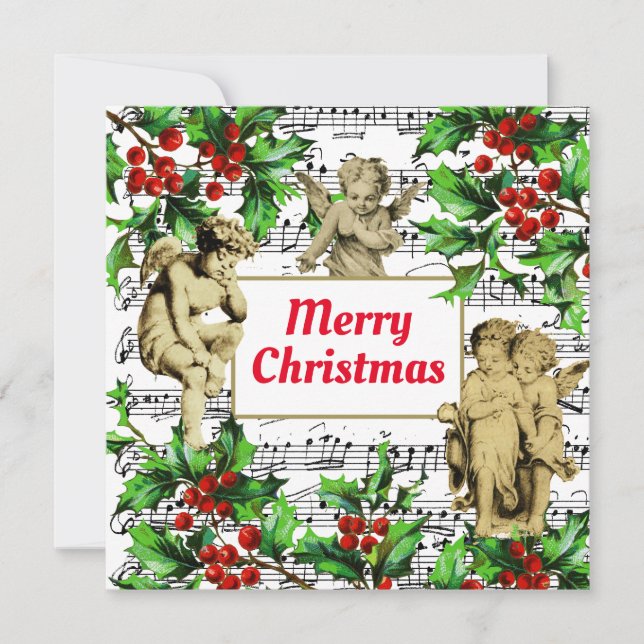 Festliche Vintage Angel Cherubs Heiligabend (Vorderseite)