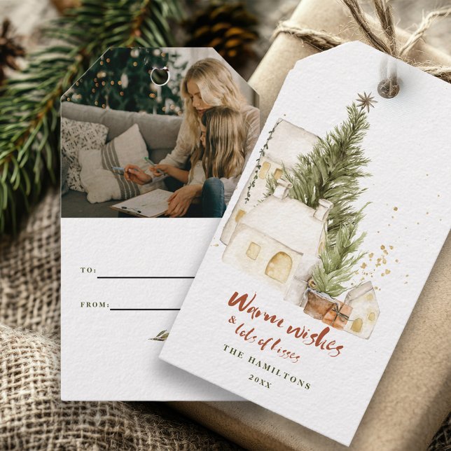 Festliche Vintage Boho Familie Weihnachten Wasserf Geschenkanhänger (Von Creator hochgeladen)