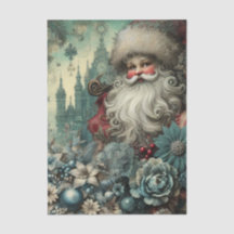 Festliche Vintage-inspirierte florale Santa-Decoup
