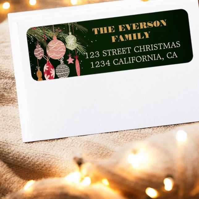 Festliche Vintage Ornamente Weihnachten Illustrati (Festive Vintage Ornaments Christmas Illustrations Label)