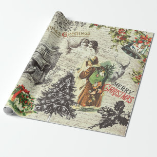 Festliche Vintage Viktorianische Weihnachten Geschenkpapier