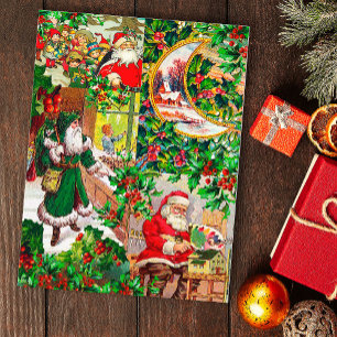 Festliche Vintage Viktorianische Weihnachtsbotscha Postkarte
