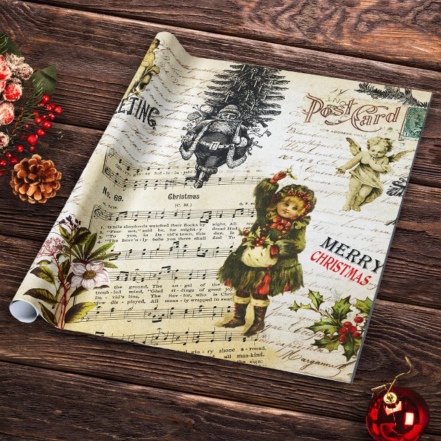 Festliche Vintage Viktorianische Weihnachtsfeier Geschenkpapier (Von Creator hochgeladen)
