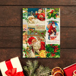 Festliche Vintage Viktorianische Weihnachtsspielze Postkarte<br><div class="desc">Weihnachtskarten aus der viktorianischen Zeit: Der Weihnachtsmann mit Spielzeug,  glückliche Kinder,  heilige Beeren,  typografische Weihnachtsgrüße in alter Schrift,  perfekt für den Urlaub.</div>