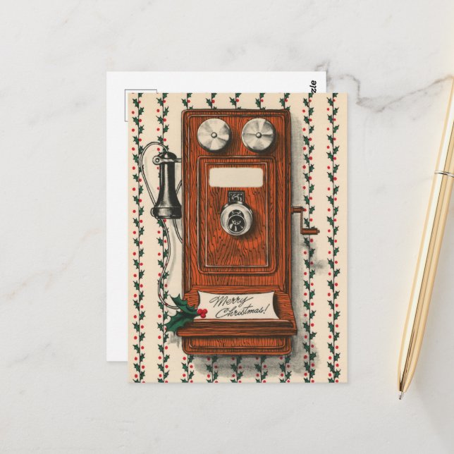 Festliche Vintage Weihnachten Postkarte (Vorderseite/Rückseite Beispiel)