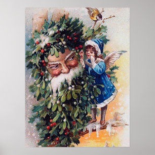 festliche vintage Weihnachten Santa Urlaub Poster
