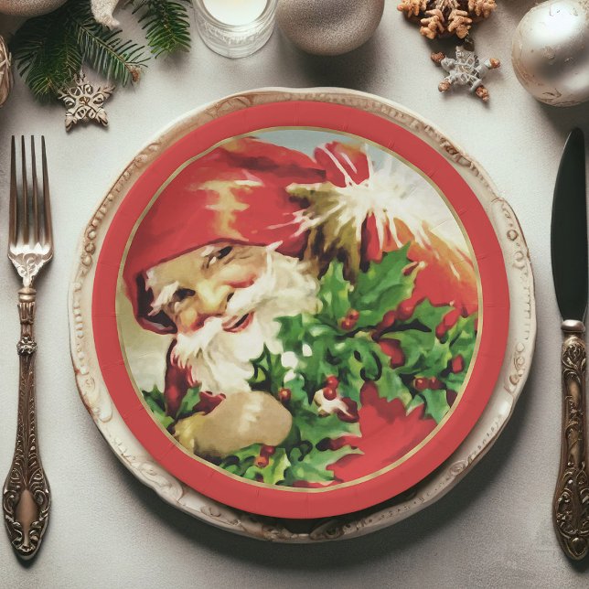 Festliche Vintage Weihnachtszeitschriften Teller (Christmas paper plates, Santa Claus Xmas paper plates)