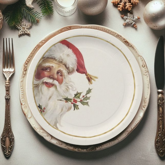 Festliche Vintage Weihnachtszeitschriften Teller (Christmas paper plates, Santa Claus Xmas paper plates)