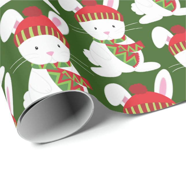 Festliche Waldweihnachtshäschen-Partyverpackung Geschenkpapier (Rolleneckpunkt)