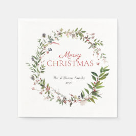 Festliche warme Winter Berry Wreath Frohe Weihnach Serviette