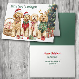 Festliche Wasserfarbe Goldendoodle Hunde Weihnacht Feiertagskarte