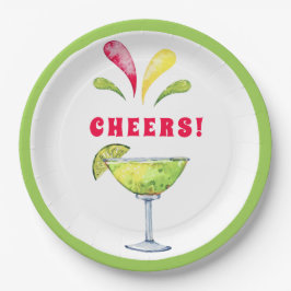 Festliche Wasserfarbe Margarita | Cheers Paper Pla Pappteller