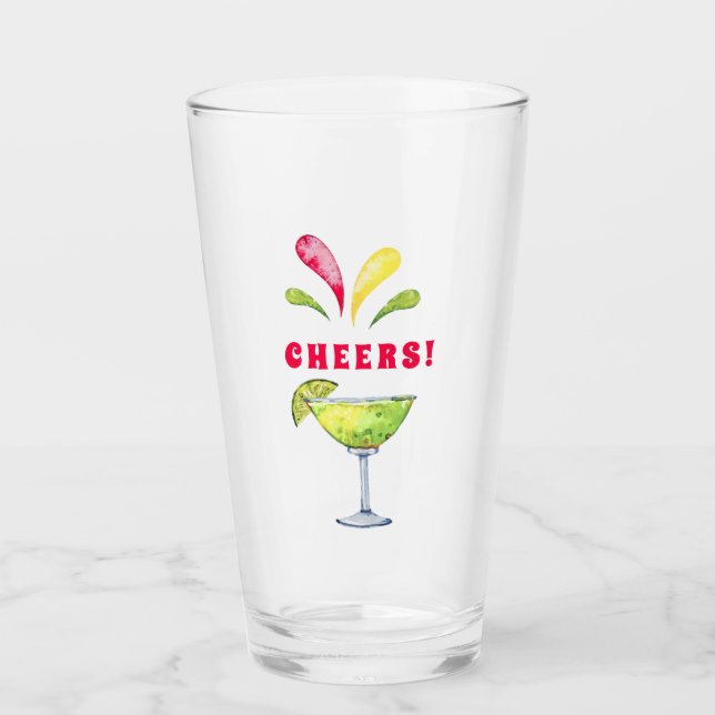 Festliche Wasserfarbe Margarita | Prost Glas (Vorderseite)