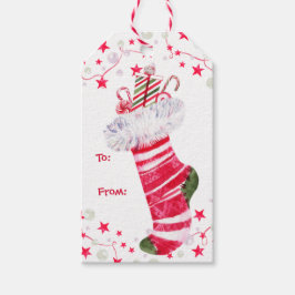 Festliche Wasserfarbe Weihnachten Pelz Strumpf Geschenkanhänger