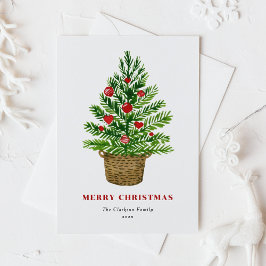 Festliche Wasserfarbe Weihnachtsbaum Frohe Weihnac Feiertagspostkarte