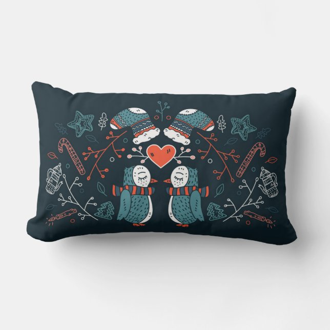Festliche Weihnachten Adorable Pinguine Lumbar Kis Lendenkissen (Vorderseite)