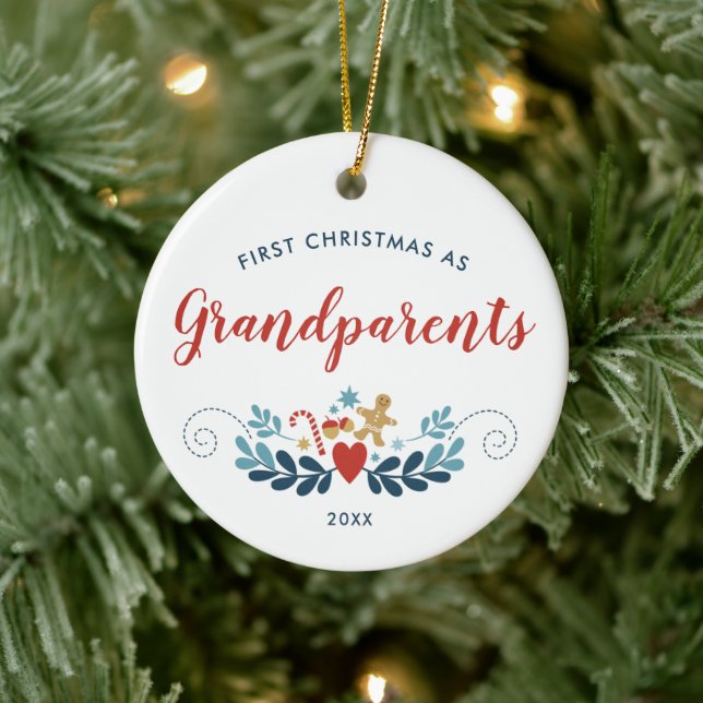 Festliche Weihnachten als Großeltern maßgeschneide Keramik Ornament (Baum)