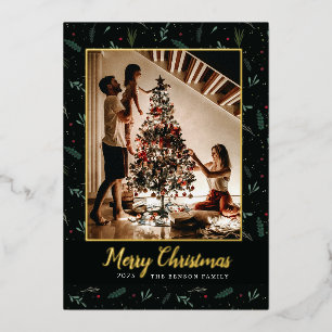 Festliche Weihnachten Blätter Berries Foto Folien Feiertagskarte