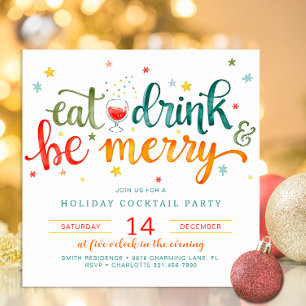 Festliche Weihnachten essen Drink und seien Sie fr Einladung