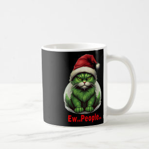 Festliche Weihnachten Grüne Katze Ew Leute Lustige Kaffeetasse