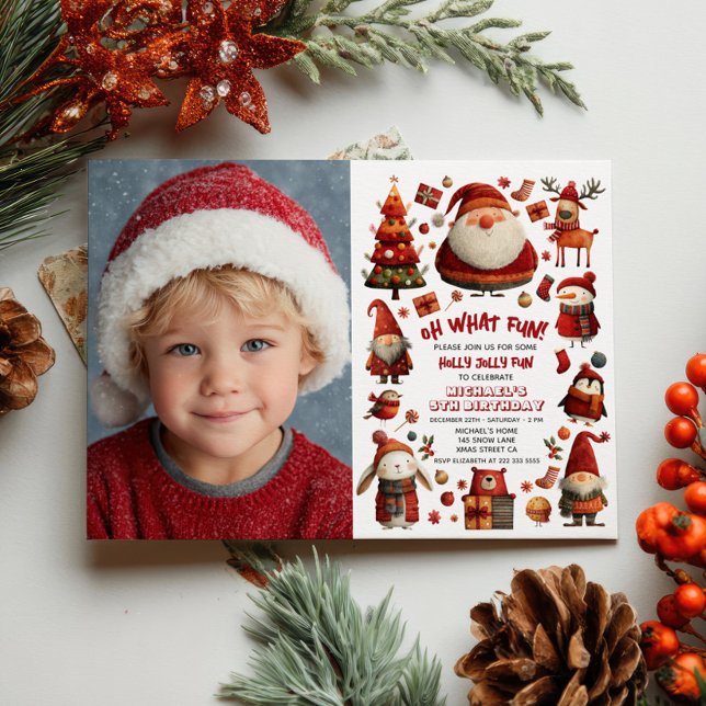 Festliche Weihnachten Niedliche Kinder Geburtstags Einladung (Von Creator hochgeladen)