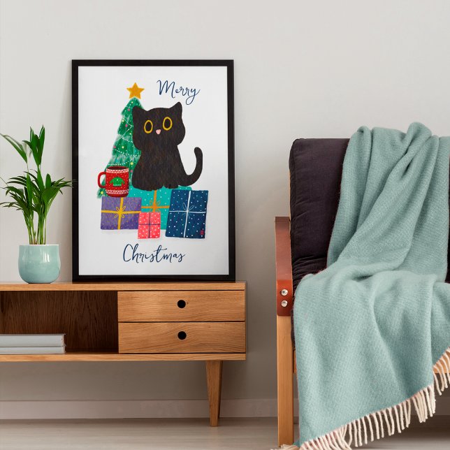 Festliche Weihnachten Niedlicher Cat Kaffee Wall A Poster (Von Creator hochgeladen)